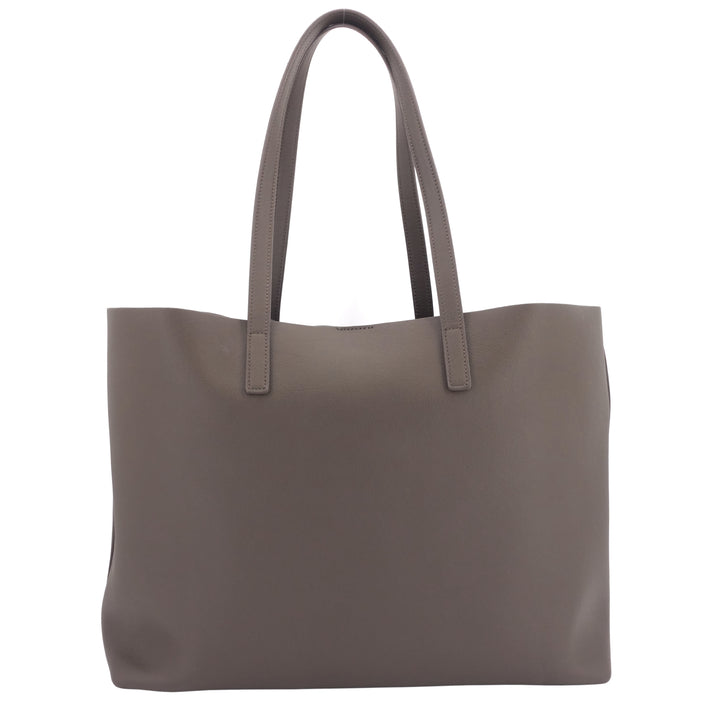 East West Leather Shopping Tote Bag with Pouch