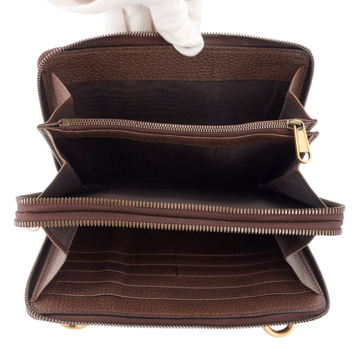 Ophidia Web GG Coated Canvas Double Zip Crossbody