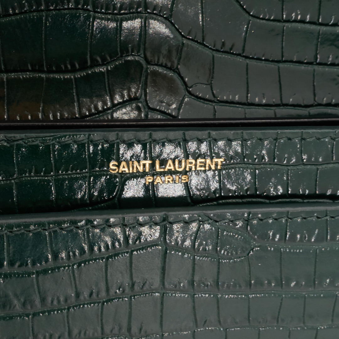 Cassandre Croc Embossed Leather Chain Bag