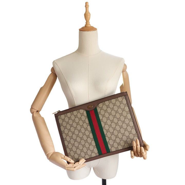 GG Supreme Canvas Web Ophidia Portfolio Pouch
