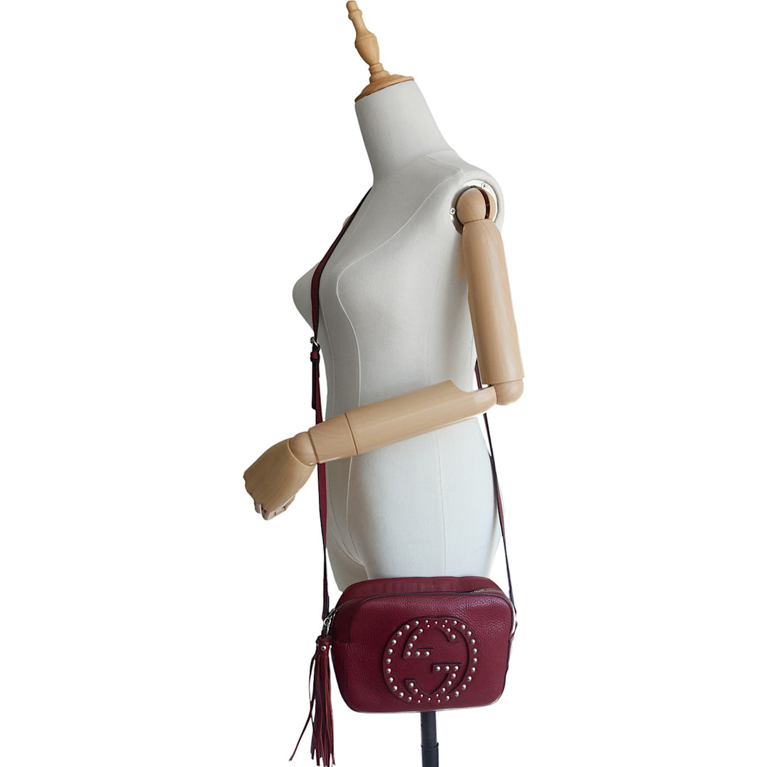 Soho Disco Small Studded Pebbled Calfskin Bag