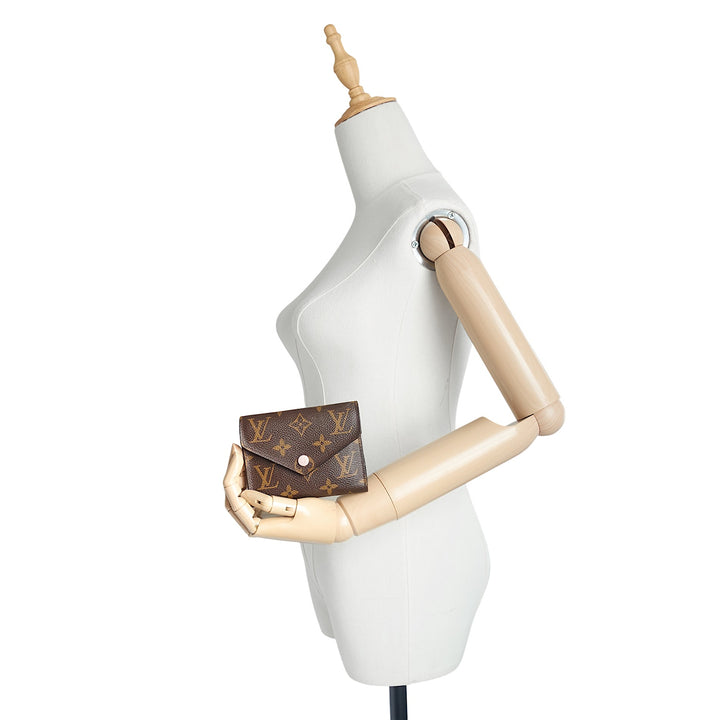 Victorine Monogram and Rose Ballerine Pink Canvas Wallet