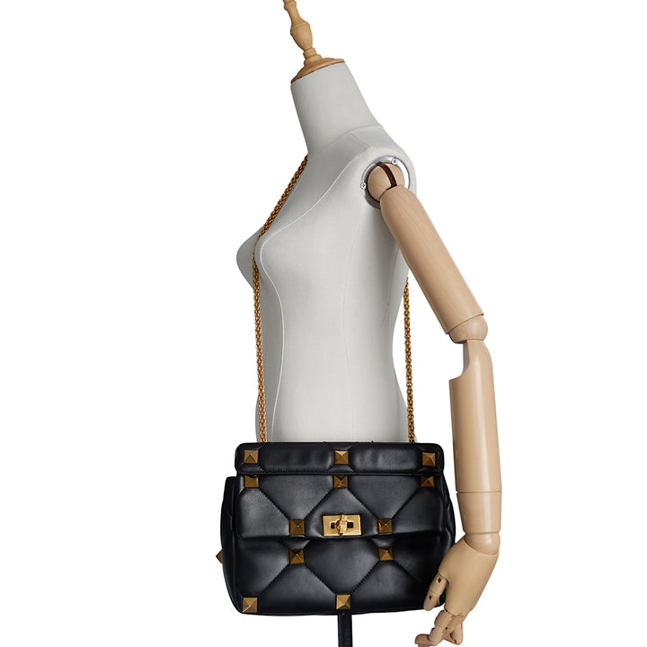 Roman Stud Nappa Lambskin Leather Top Handle Bag