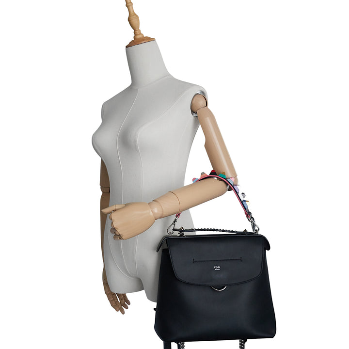 Back to School Leather Backpack with Vitello Dolce Plexiglas Studded Strap