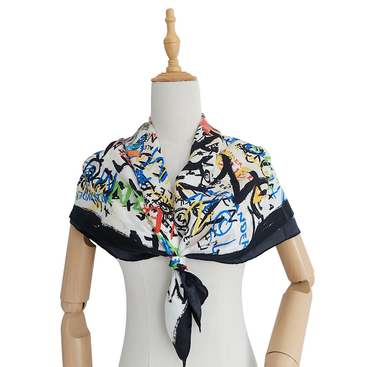 Alexander McQueen Graffiti and Skull Silk Scarf