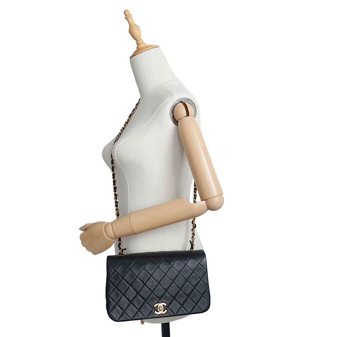 Single Flap Small Lambskin Leather Shoulder Bag