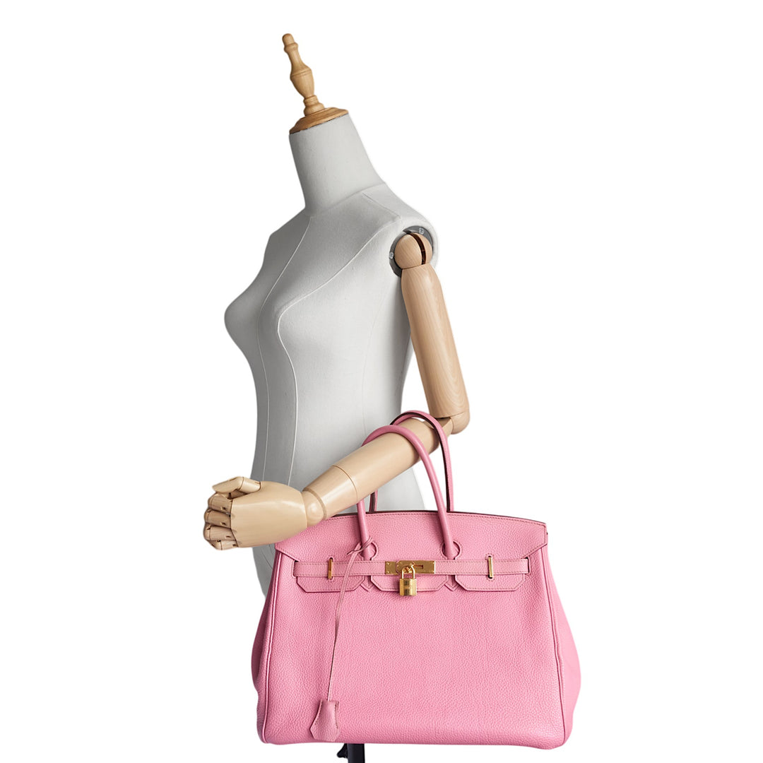Birkin 35 Togo Leather Bubblegum Pink Bag With Gold Hardware