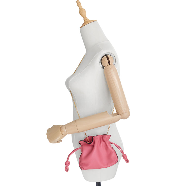 Flamenco Nano Knot Chain Leather Clutch Crossbody Bag