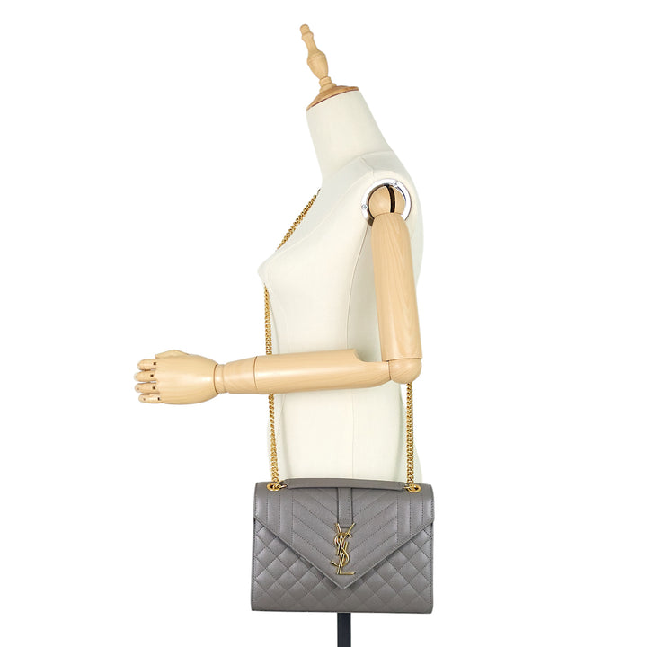 Envelope Grain de Poudre Matelassé Medium Leather Bag