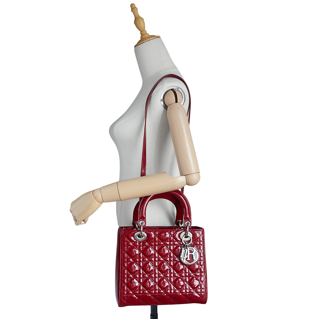 Lady Dior Medium Cannage Patent Leather Bag