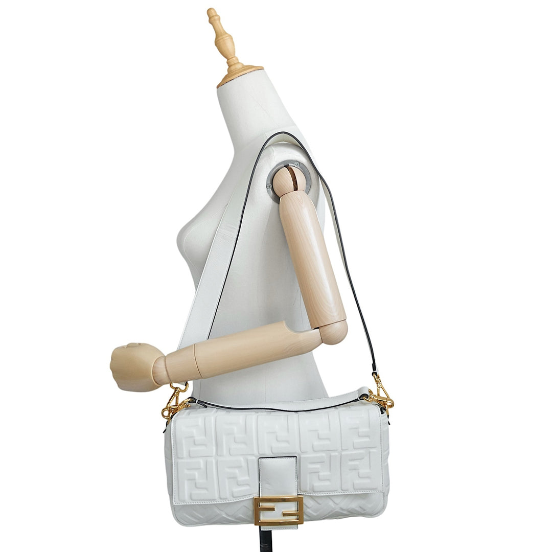 1974 Nappa FF Embossed Leather Large Baguette Bag