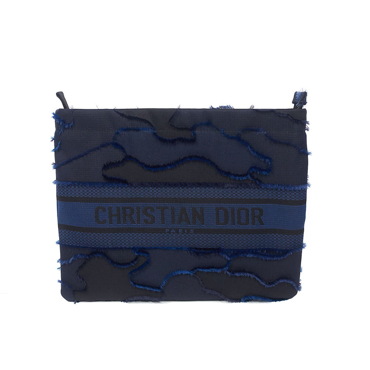 Camouflage Canvas Embroidered DiorDouble Zip Pouch