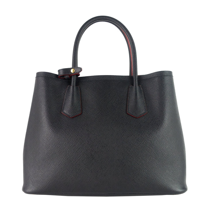 Double Medium Saffiano Cuir Leather Tote Bag