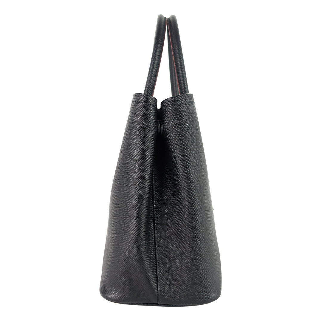 Double Medium Saffiano Cuir Leather Tote Bag