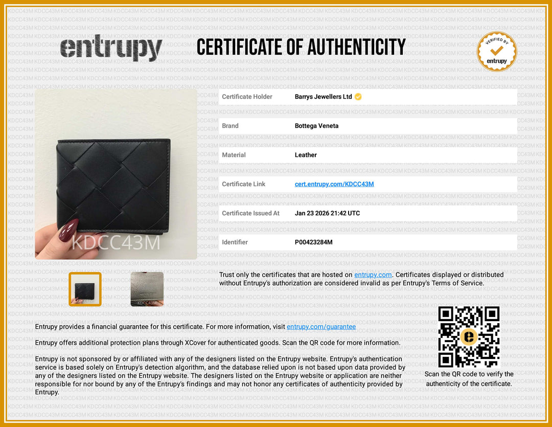 Men's Intrecciato Bi-Fold Black Leather Wallet