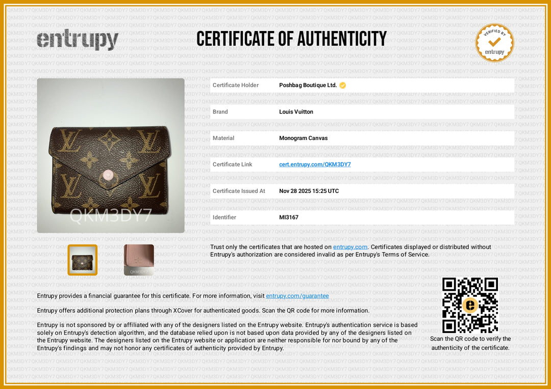 Victorine Monogram and Rose Ballerine Pink Canvas Wallet