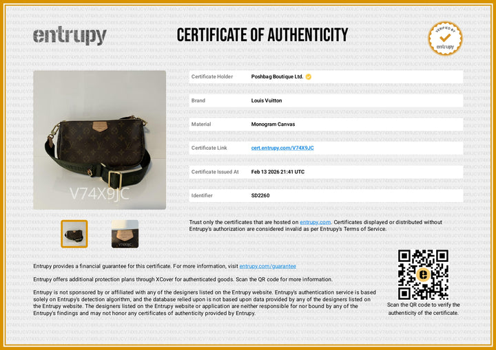 Multi Pochette Accessories Monogram Canvas Bag - Green Canvas Strap