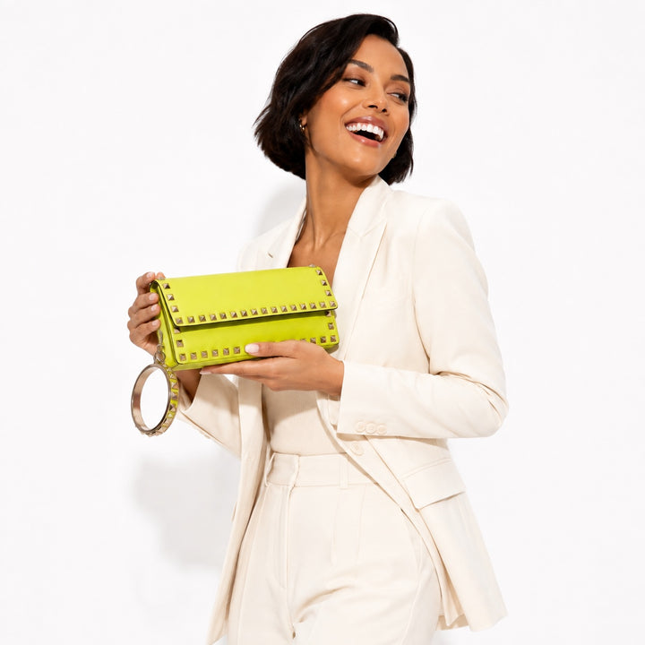 Rockstud Bracelet Leather Clutch Bag