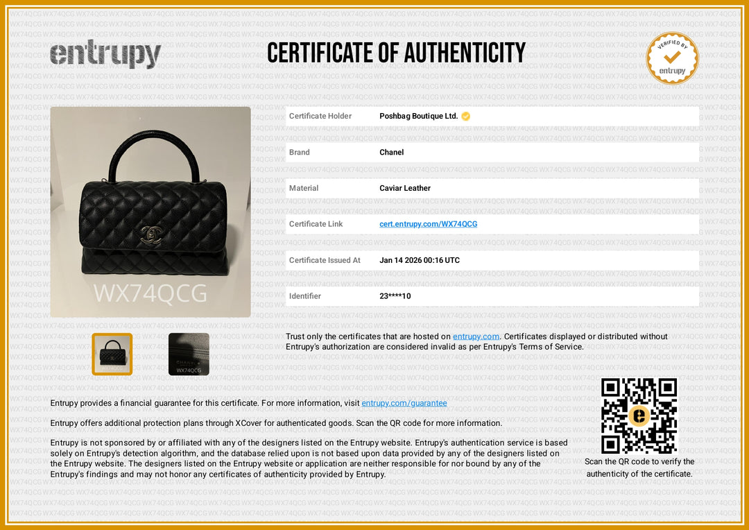 CC Coco Small Caviar and Lizard-Embossed Handle Bag