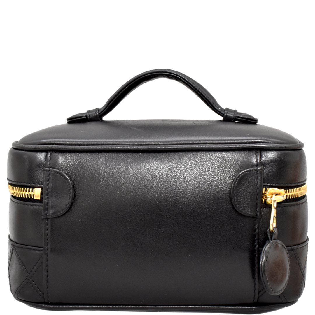 Vintage Black Leather Vanity Case