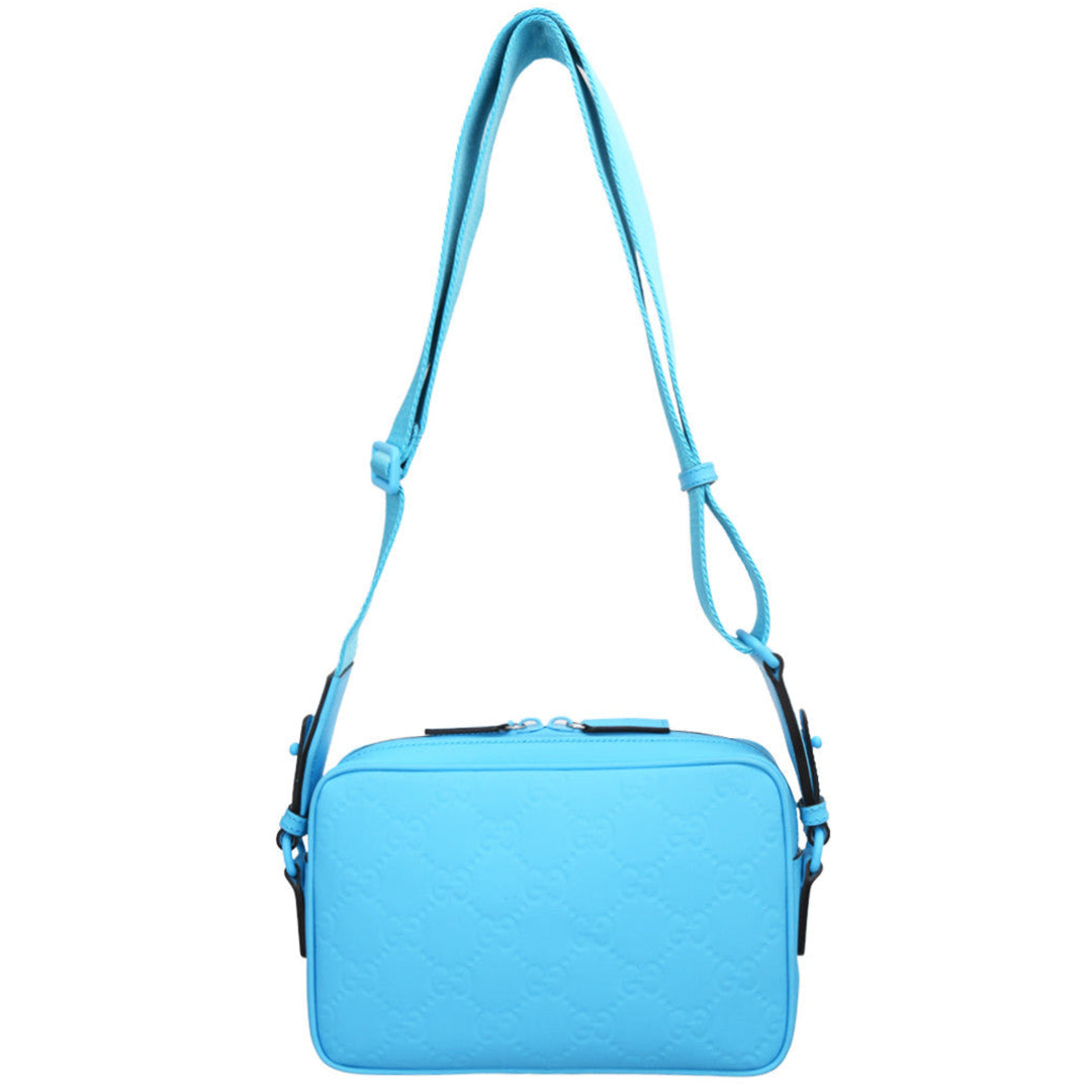 Turquoise Calfskin Rubber Effect Crossbody Bag