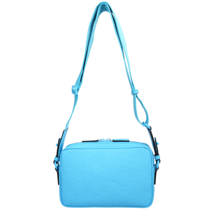 Turquoise Calfskin Rubber Effect Crossbody Bag