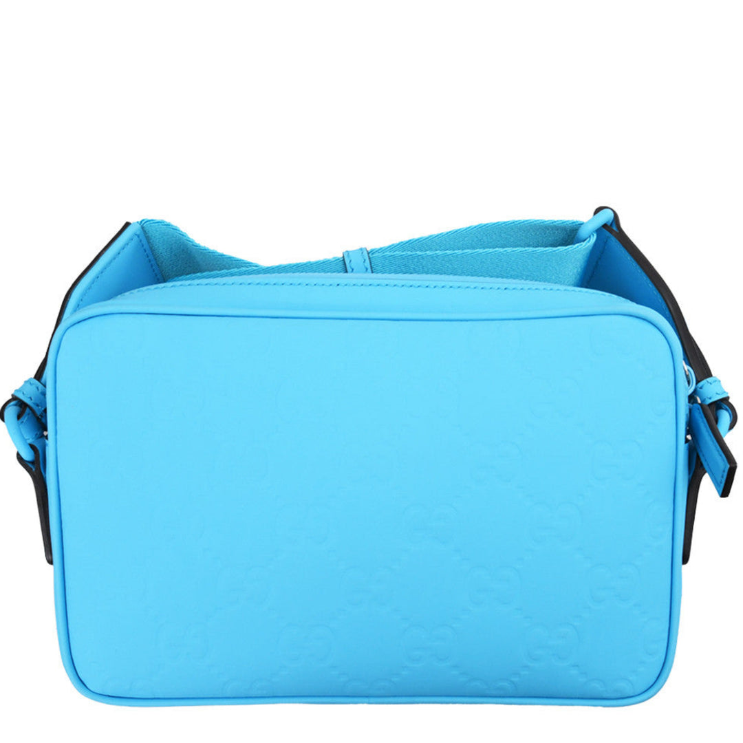Turquoise Calfskin Rubber Effect Crossbody Bag
