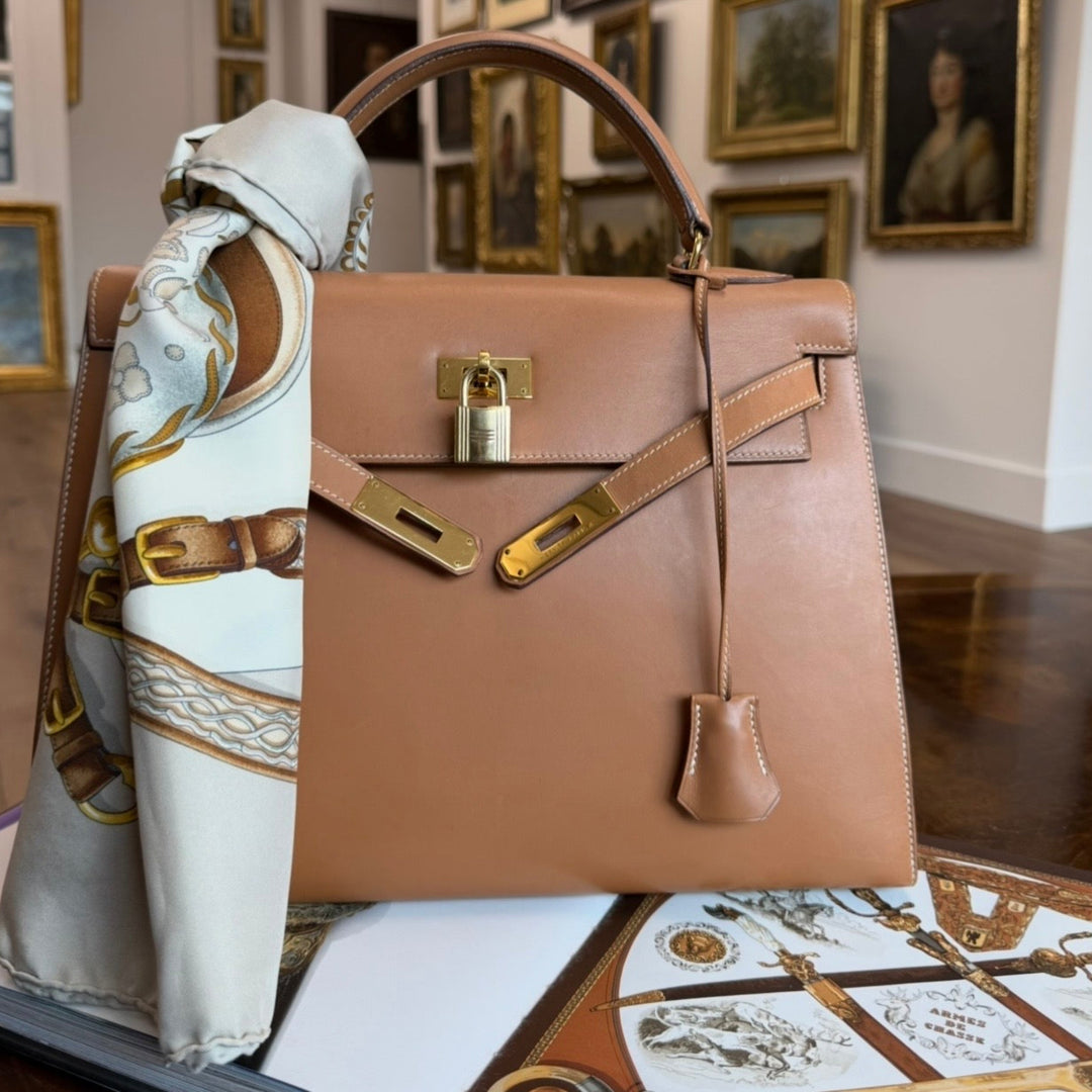 Kelly 35 Noisette Sellier Handbag