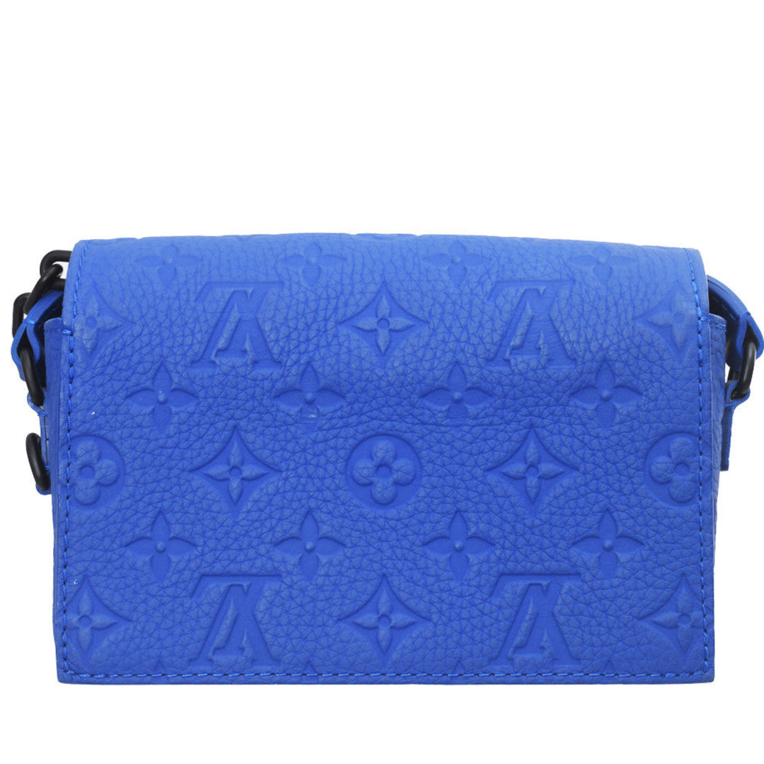 Steamer Wearable Wallet in Empreinte Blue Leather