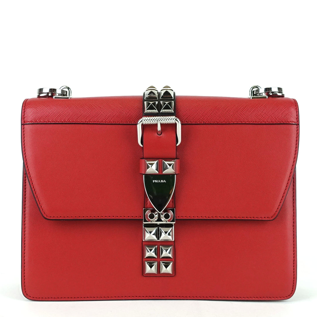 elektra studded medium calf leather shoulder bag