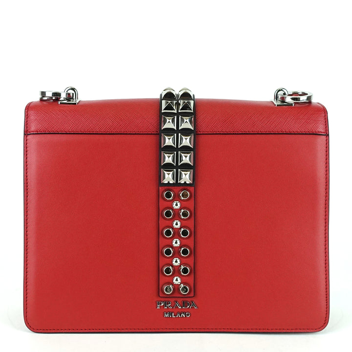 elektra studded medium calf leather shoulder bag