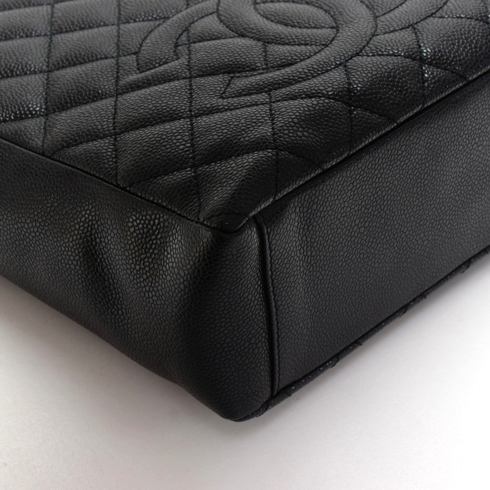 quilted caviar leather petite shopping tote bag