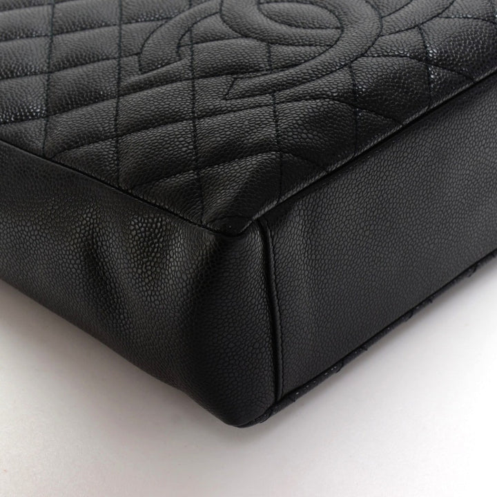 quilted caviar leather petite shopping tote bag