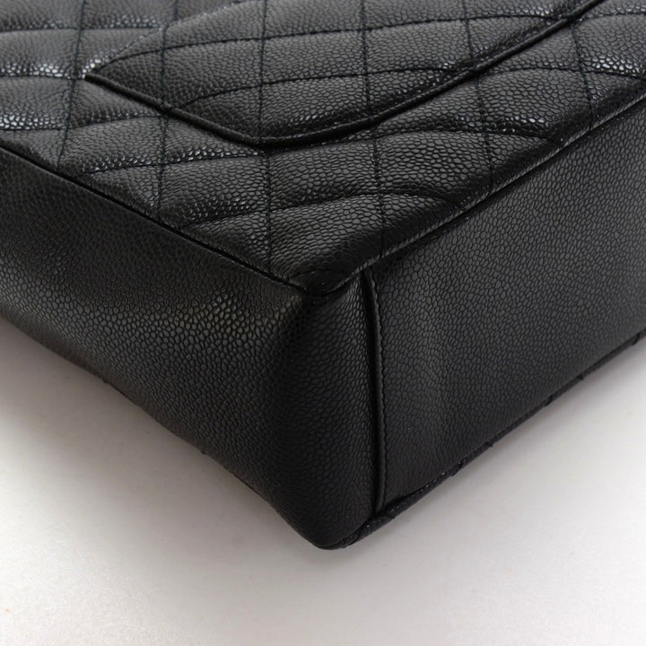 quilted caviar leather petite shopping tote bag