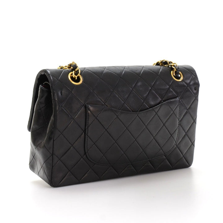 double flap lambskin leather shoulder bag