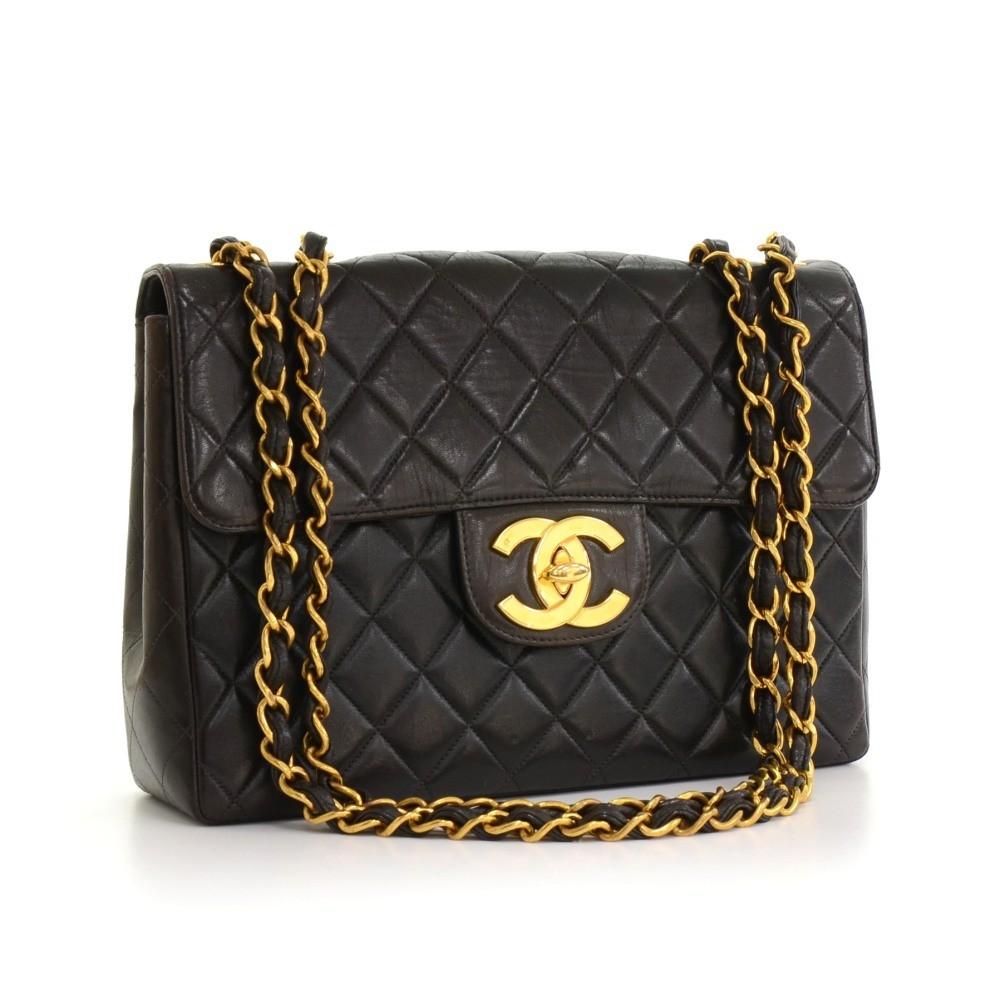 12" jumbo quilted lambskin leather shoulder bag