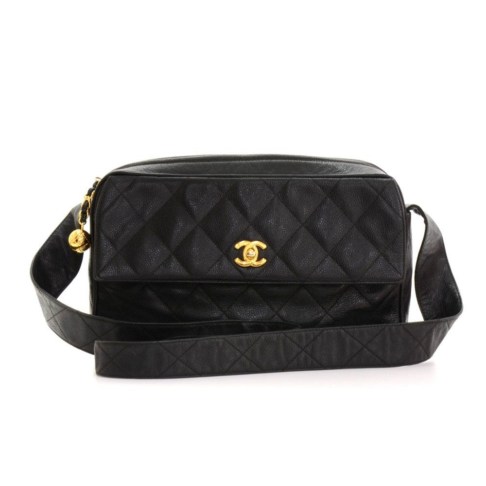 quilted caviar leather medium shoulder bag