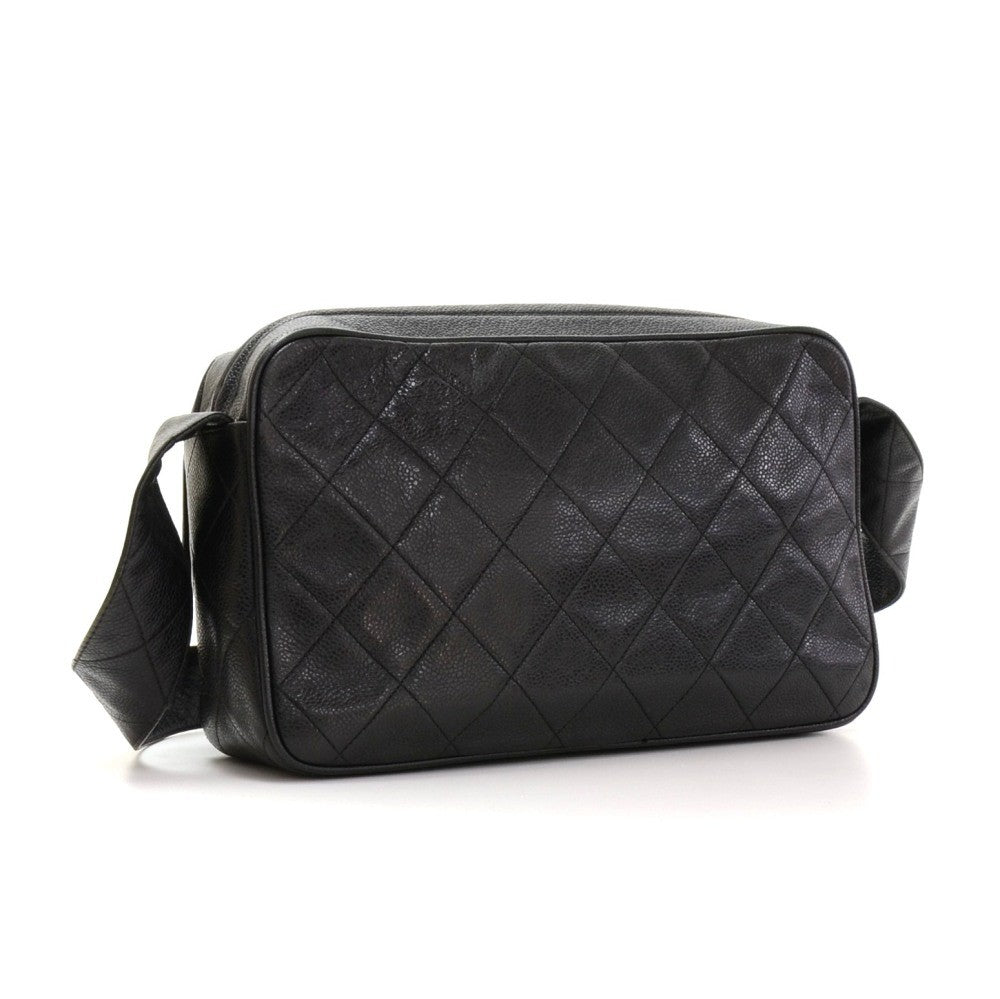 quilted caviar leather medium shoulder bag