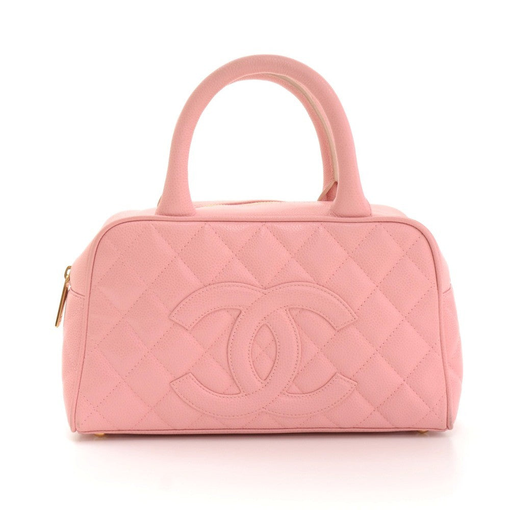 quilted caviar leather boston bag