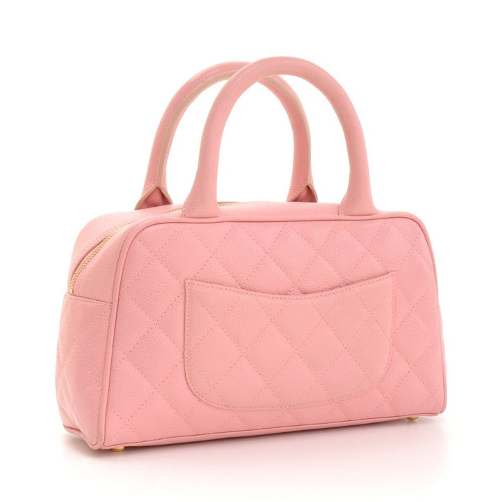 quilted caviar leather boston bag