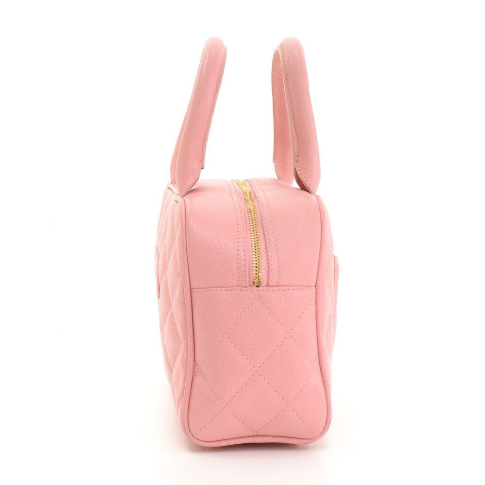 quilted caviar leather boston bag