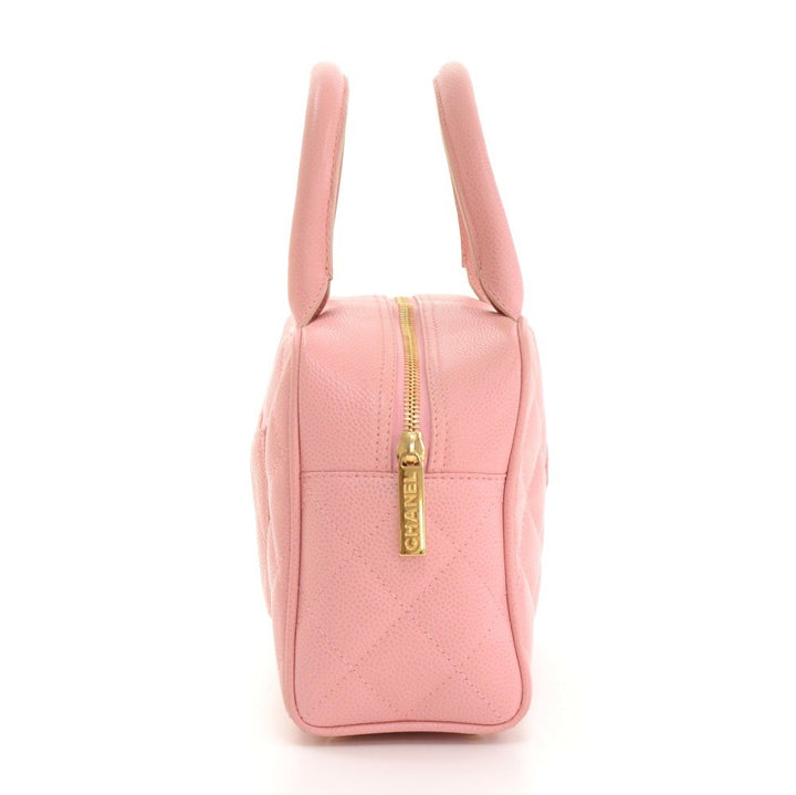 quilted caviar leather boston bag