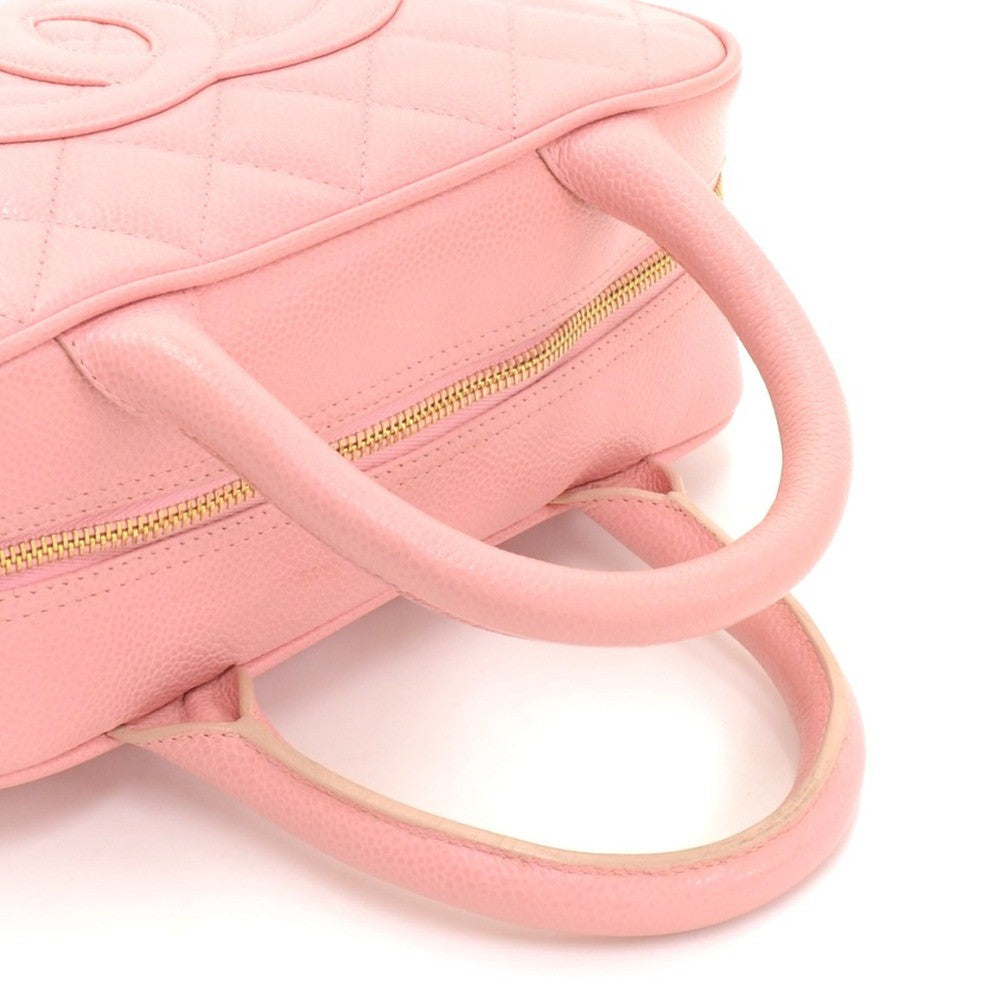 quilted caviar leather boston bag