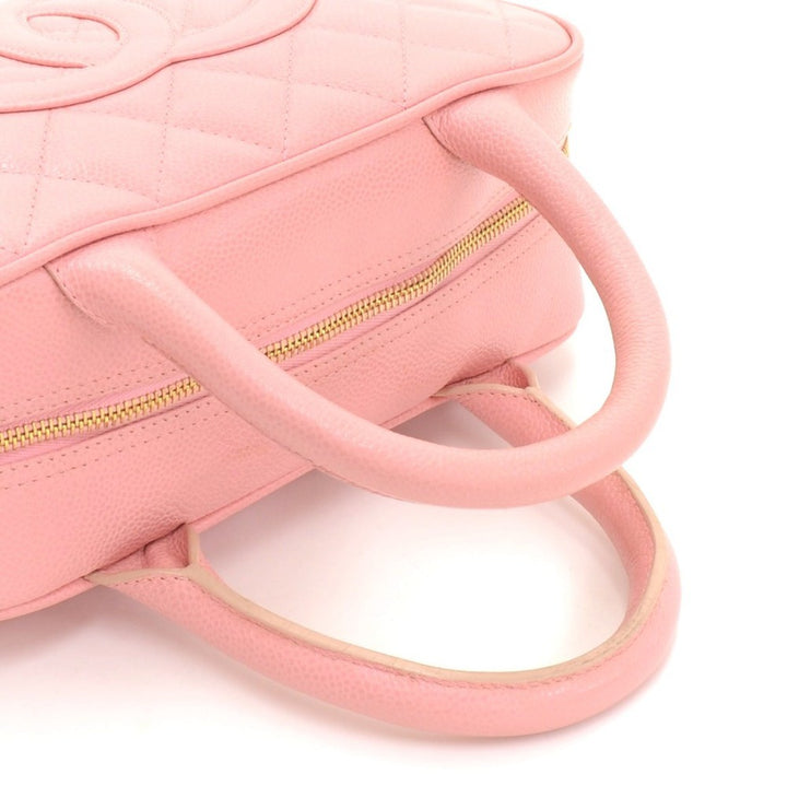 quilted caviar leather boston bag