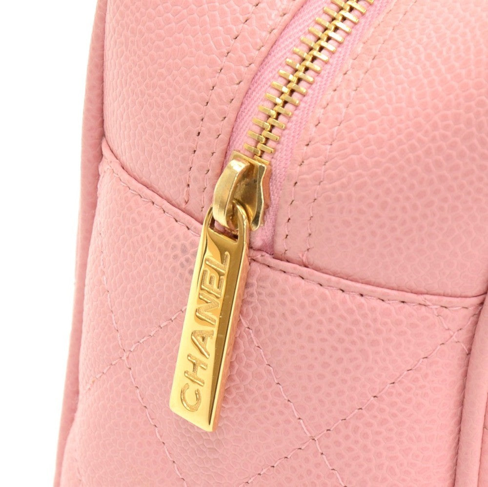 quilted caviar leather boston bag