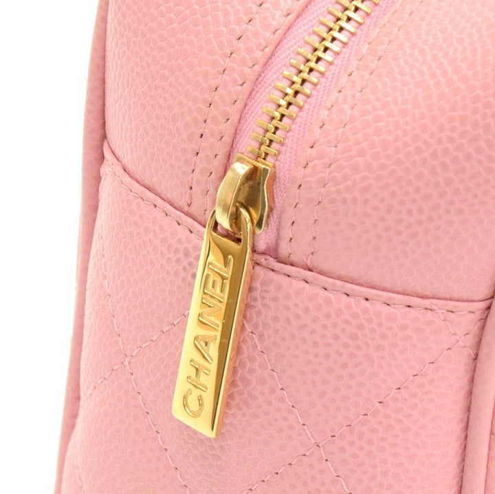 quilted caviar leather boston bag