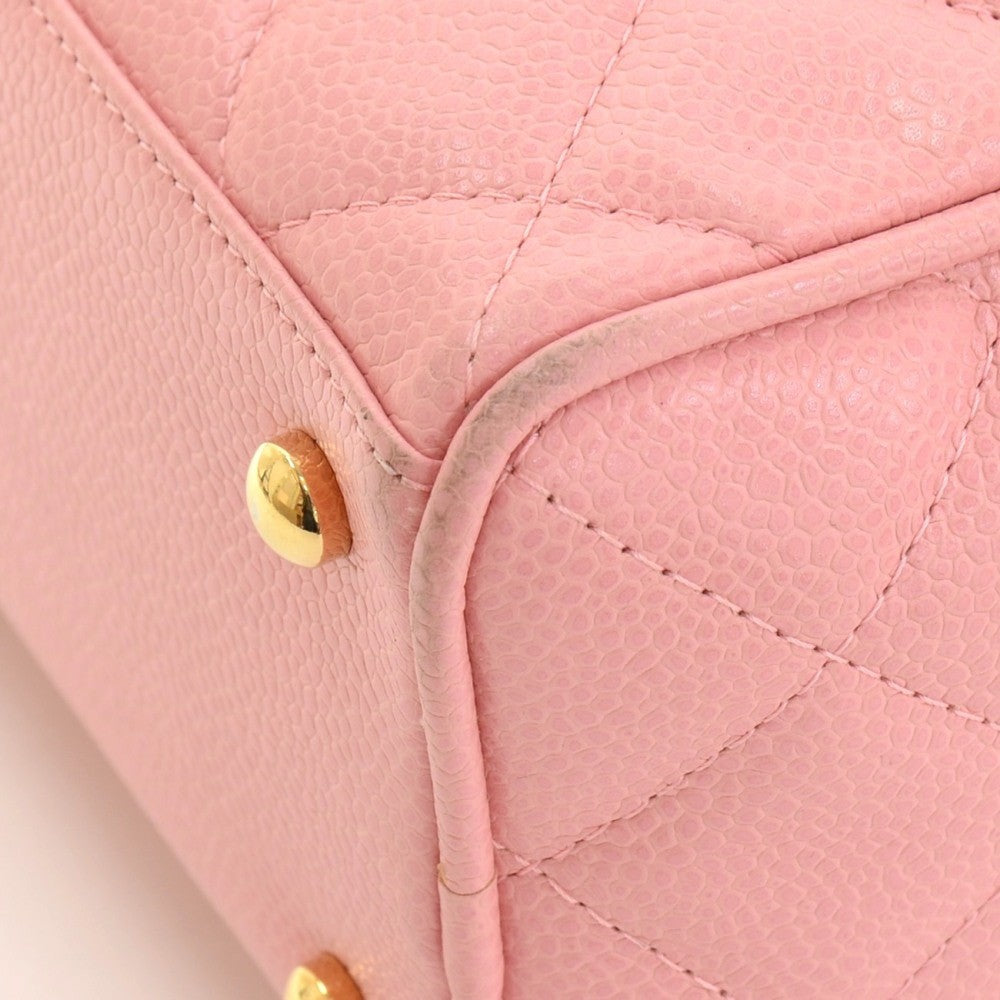 quilted caviar leather boston bag