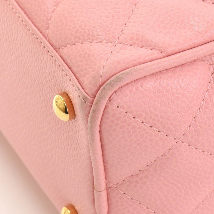 quilted caviar leather boston bag
