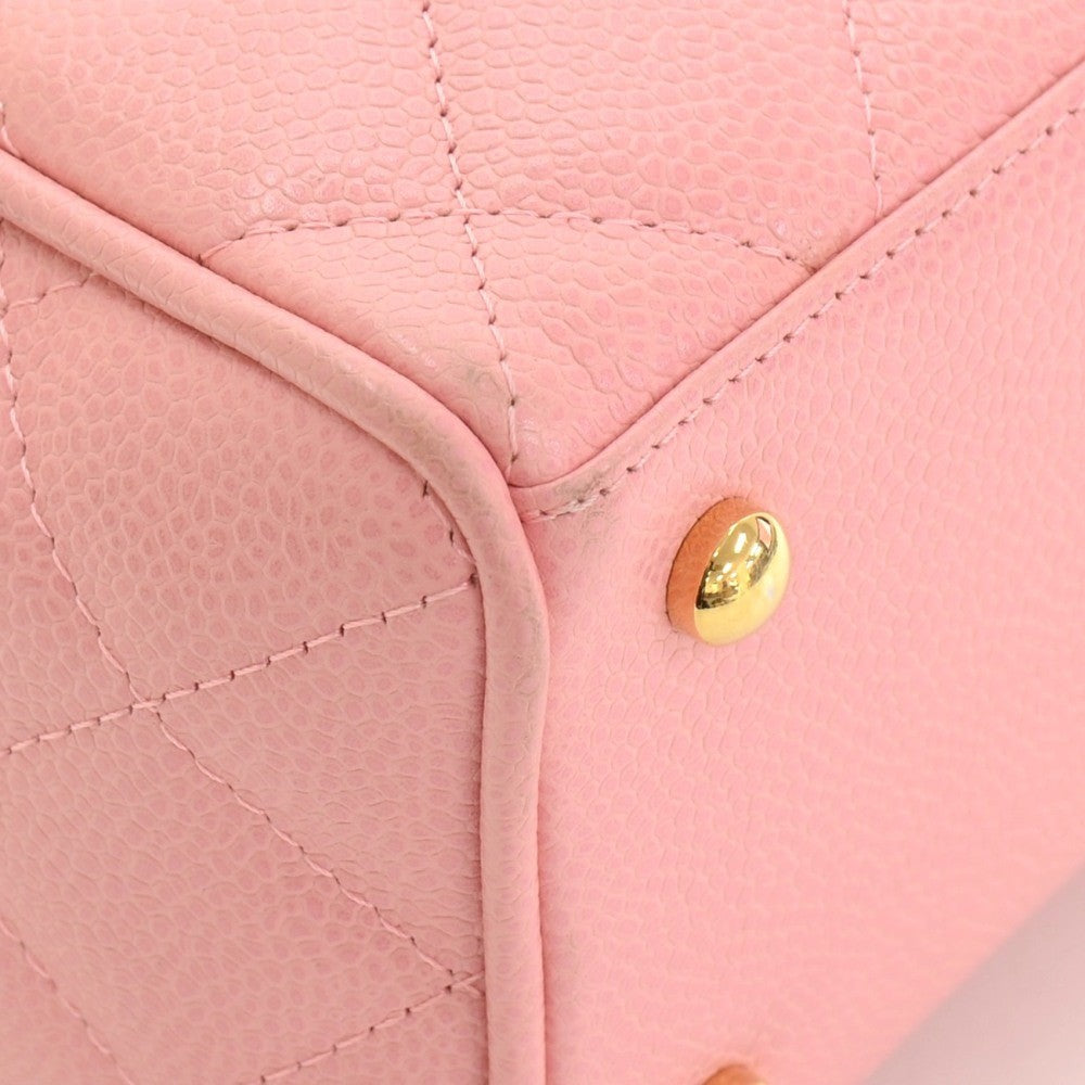 quilted caviar leather boston bag