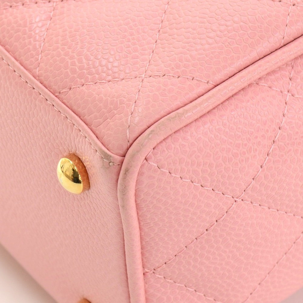 quilted caviar leather boston bag